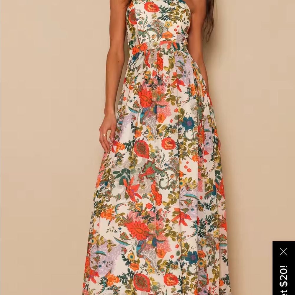 Lilja Cream Floral Print Maxi Dress